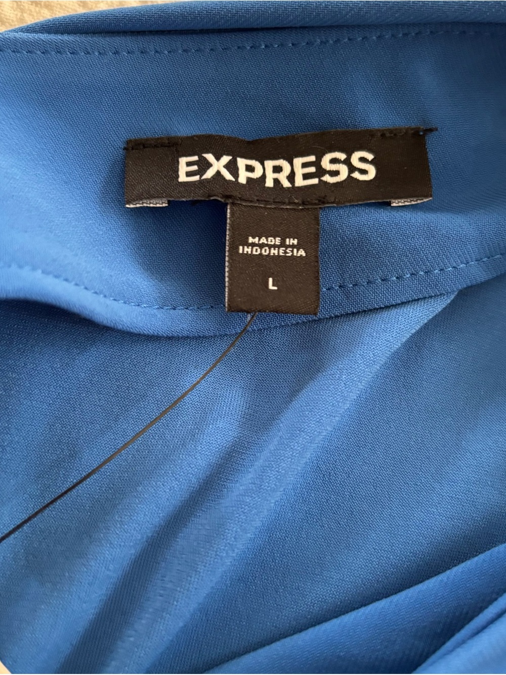 Grecian Express Women's Blue Draped Blouse V-Neck L New - Picture 4 of 7